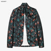 NEW 2022 Spring Runway Woman Vintage Guitar Leaves Jacquard Blazer Stand Collar Flap Pocket Long Sleeves Flap Pockets