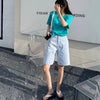 WITHZZ Spring Summer Women's Loose Light Color Straight Jeans  Denim Shorts