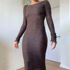 WJFZQM Knitted Bodycon Dress Fairy Grunge Casual Streetwear Women Autumn Y2K Solid O-neck Long Sleeve Maxi Dresses