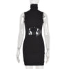 WJFZQM Sexy Bodycon Black Dress Women Summer Khaki Short Pencil Dress Party Club Hollow Out Ribbed Sleeveless Mini Wrap Dresses