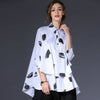 WKOUD Clothes / 2022 Summer New Fashion Three-quarter Sleeve Double Layers Big Size Print Casual Shirt Woman's Blouse JG45