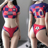 WOMENGAGA Cosplay Football Baby Swimsuit Shorts Set Nightclub Student Women Clothing T Shirt + Shorts Sexy Korean Tops B4EM