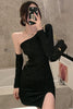 WOMENGAGA Sexy Strapless Exposed Collarbone Full Sleeve Mini Hip 2022 Thin Irregular Dresses Women's EJNT