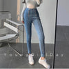 WOMENGAGA Sexy High Waist Elastic Tight Slim Leggings Double Breasted Pencil Pants Jeans Denim Trousers Korean Women 4SK5
