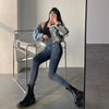 WOMENGAGA Sexy High Waist Elastic Tight Slim Leggings Double Breasted Pencil Pants Jeans Denim Trousers Korean Women 4SK5