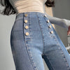 WOMENGAGA Sexy High Waist Elastic Tight Slim Leggings Double Breasted Pencil Pants Jeans Denim Trousers Korean Women 4SK5