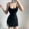 WOMENGAGA Tank Square Collar Sexy Thin Basic Slim Split Skinny Hip Sweet Girl Solid Color Sleeveless Mini Dress Korean Tops QD8Y