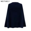 WOTWOY 2019 Knitted Cloak Sweater Women Casual Loose Shawl Autumn Winter Streetwear Poncho Women Sweater And Pullovers Plus Size