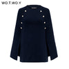 WOTWOY 2019 Knitted Cloak Sweater Women Casual Loose Shawl Autumn Winter Streetwear Poncho Women Sweater And Pullovers Plus Size