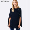 WOTWOY 2019 Knitted Cloak Sweater Women Casual Loose Shawl Autumn Winter Streetwear Poncho Women Sweater And Pullovers Plus Size