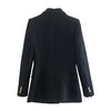 WXWT Women 2023 Black Tweed Slim Blazer Coat Vintage Long Sleeve Lapel Female Office Lady Work Suit CD8664