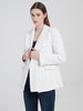 WXWT Women Solid Tweed Double Breasted Blazer Coat Long Sleeve Pockets Outerwear Female Spring Tops CD8395