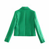 WXWT Za 2022 Women Green Blazer Skirt Suit  2 Pieces Sets Slim Blazer and Mini Skirt Set CD8160