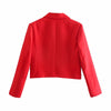 WXWT Za Women Solid Button Decoration Crop Blazer Female Long Sleeve Jacket Ladies High Street Blazer Suits CD8090