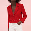 WXWT Za Women Solid Button Decoration Crop Blazer Female Long Sleeve Jacket Ladies High Street Blazer Suits CD8090
