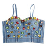 WYS.JL Sexy Body Sculpting Women's Tube Top Gemstone Diamond Denim Camisole Tight Crop Top