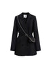 Waist Belt Black Suit Jacket Women's Spring And Autumn Simple Commuter Design Solid Color Long Sleeves Blazer Coat Female