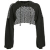 Wanita Cut Front Blus Mesh Jaring Ikan Sweatshirt Seksi Mesh Vintage Blus Kemeja Lengan Panjang Club Wear Tops Blusas Tunik hitam