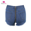 WannaThis Ripped Denim Shorts Women Blue Back Zipper Jeans Frayed Mini Classic Blue Color Short Jeans Pocket Sexy Summer Shorts