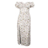 WannaThis Summer Floral Off Shoulder Puff Sleeve Maxi Dress For Woman Robe Sexy Lace Up Side Split Chic Mid-Calf Aesthetic Dress