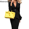 Waterarea Women Solid Skirts Suits Long Sleeves Sashes Blazer Coat&slim Skirt Sexy Two Piece Set OL Formal Skirt Suits Autumn