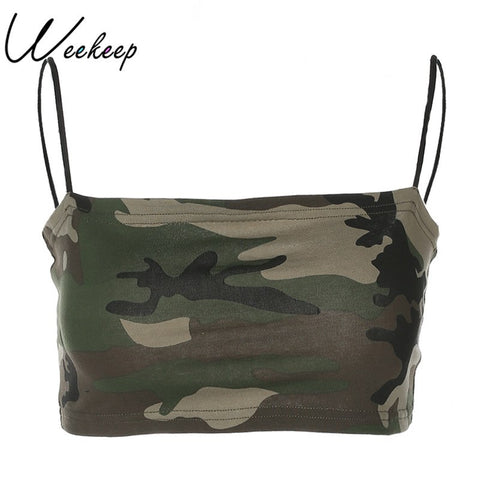 2022 Summer Women Sexy Camo Camisole Cotton Cropped Backless Feminino Camis Skinny Strap Tank Top Bralette Crop Top