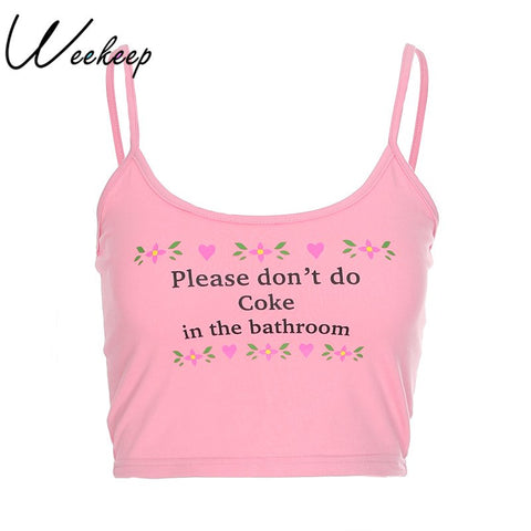 Cotton Cropped Letter Print Camisole Women Strap Slim Waist Sexy Camis 2022 Summer Streetwear Crop Top Pink Bralette Top