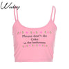 Cotton Cropped Letter Print Camisole Women Strap Slim Waist Sexy Camis 2022 Summer Streetwear Crop Top Pink Bralette Top