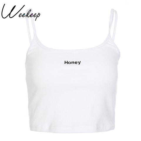 Fashion Embroidery Strap Cropped Tank Tops Women Backless White Bralette Top Bustier 2022 Summer Casual Cotton Crop Top