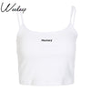 Fashion Embroidery Strap Cropped Tank Tops Women Backless White Bralette Top Bustier 2022 Summer Casual Cotton Crop Top