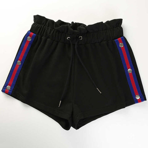 Fashion Side Button Split Shorts Women's Summer Black Patchwork High Waist Shorts 2022 Streetwe feminino Shorts Bottom