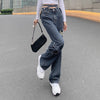 Weekeep Hollow Out Buckle Hole Straight Jeans Women High Waist 90s Vintage Denim Pants Streetwear Capris Trouser