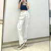 Weekeep Pockets Patchwork Baggy Jeans Streetwear 100% Cotton Women Denim Trouser Loose Cargo Pants Korean Jeans Harajuku