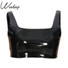 Sexy PU Leather Backless Tank Top Women Summer Sheath Bralette Crop Top Black Cropped Womens Fitness Workout Bra Tanks