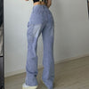 Weekeep Streetwear High Waist Jeans Women Baggy Cargo Pants Patchwork Denim Straight Trousers Autumn Casual Korean Harajuku 2022