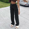 Weekeep Streetwear Women Jeans Pocket Patchwork Cargo Pants High Waist Baggy Straight Denim Trousers Summer 100% Cotton Harajuku