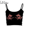 Women Cropped Dragon Print Cami Summer Sexy Black Spaghetti Strap Backless Crop Top 2022 Streetwear Bralet Tops Women