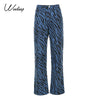 Weekeep Zebra Stripes Print Women Jeans 90s Vintage High Waisted Denim Pants Female Loose Harajuku Retro Cargo Straight Trousers