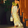 Wefadses One-shoulder Top Printed Skirt Two-piece Suit Maxi Dresses for Women Summer Holiday Vintage Dress