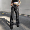 WeiYao Diamonds Chic Straight Y2K Jeans Woman Low Waist Streetwear Cargo Pants Vintage Casual 90s Denim Trousers Harajuku