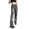 WeiYao Diamonds Chic Straight Y2K Jeans Woman Low Waist Streetwear Cargo Pants Vintage Casual 90s Denim Trousers Harajuku