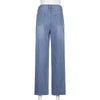 WeiYao Hollow Out Patches Grunge Mom Jeans Woman High Waist Straight Streetwear Cargo Pants Vintage Casual Denim Trousers 90s