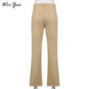 WeiYao Khaki Solid Casual Jeans Women 2022 Streetwear Cargo Pants Korean Style Retro High Waist Straight Denim Trousers