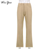 WeiYao Khaki Solid Casual Jeans Women 2022 Streetwear Cargo Pants Korean Style Retro High Waist Straight Denim Trousers