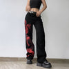 WeiYao Snake Print Baggy Jeans Woman Low Waist Hippie Denim Trousers Dark Academic Goth Streetwear Korean Cargo Pants 90s