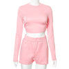Weird Puss Autumn Casual Tracksuit Women Backless Bandage 2-Piece Set Sporty Crop Tops+Shorts Matching Fitness Streetwear Outfit