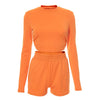 Weird Puss Autumn Casual Tracksuit Women Backless Bandage 2-Piece Set Sporty Crop Tops+Shorts Matching Fitness Streetwear Outfit