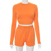 Weird Puss Autumn Casual Tracksuit Women Backless Bandage 2-Piece Set Sporty Crop Tops+Shorts Matching Fitness Streetwear Outfit