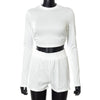 Weird Puss Autumn Casual Tracksuit Women Backless Bandage 2-Piece Set Sporty Crop Tops+Shorts Matching Fitness Streetwear Outfit