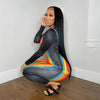 Weird Puss Colorful Stripe Fall 2022 Dress Women Long Sleeve Skinny Fitness Elastic Casual Bodycon Vestidos Streetwear Outfits